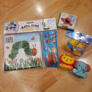 Eric Carle Fisher Price Baby Bath Time Books and Toys Bundle